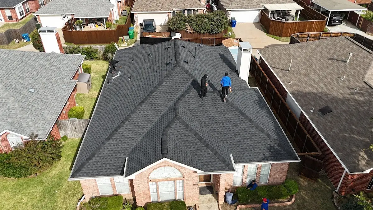 Slate & Tile Roof Repair work in progress on a Coppell property